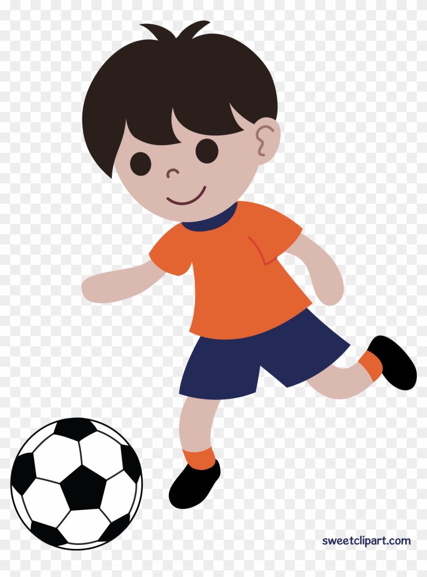 Boy Playing Soccer Or Football Clip Art - Free Clipart Playing Football - Png Download #521531