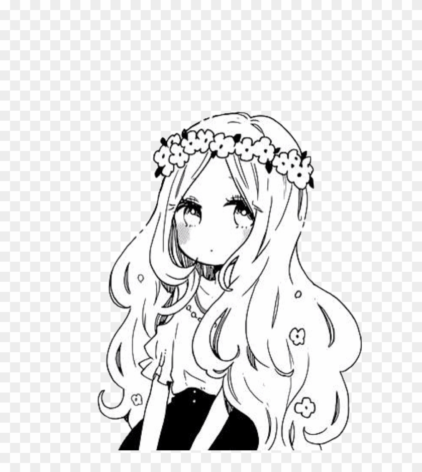 Girl Flower Flowers Animegirl Png Pngs Png Tumblr Cute - Drawing Anime Sitting Down Clipart