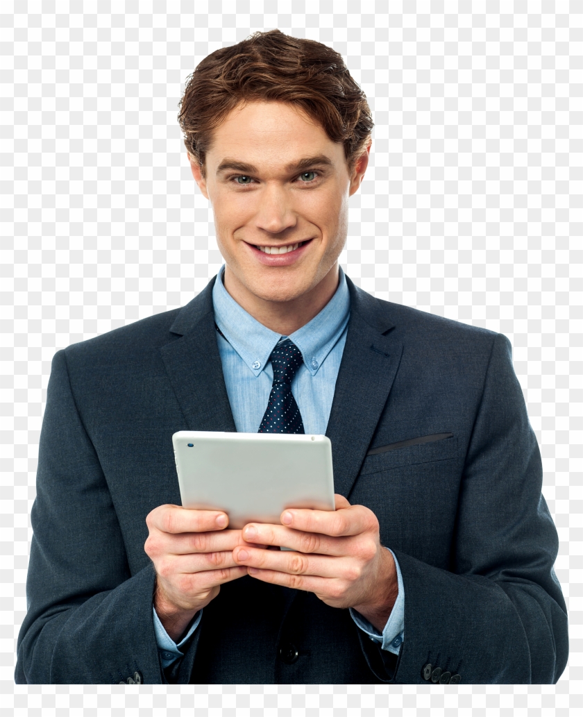 Men With Tablet Png Image - Man With Tablet Png Clipart #523374