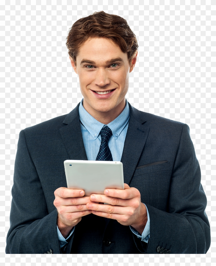 Men With Tablet Png Image - Man With Tablet Png Clipart