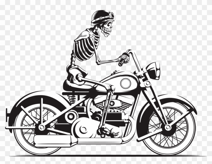 Helmet Skull Photography Vector Motorcycle Stock Clipart - Skeleton On Motorcycle - Png Download #524247