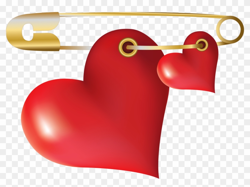 Hearts With Safety Pin Png Clipart - Heart Pin Png Transparent Png #525053