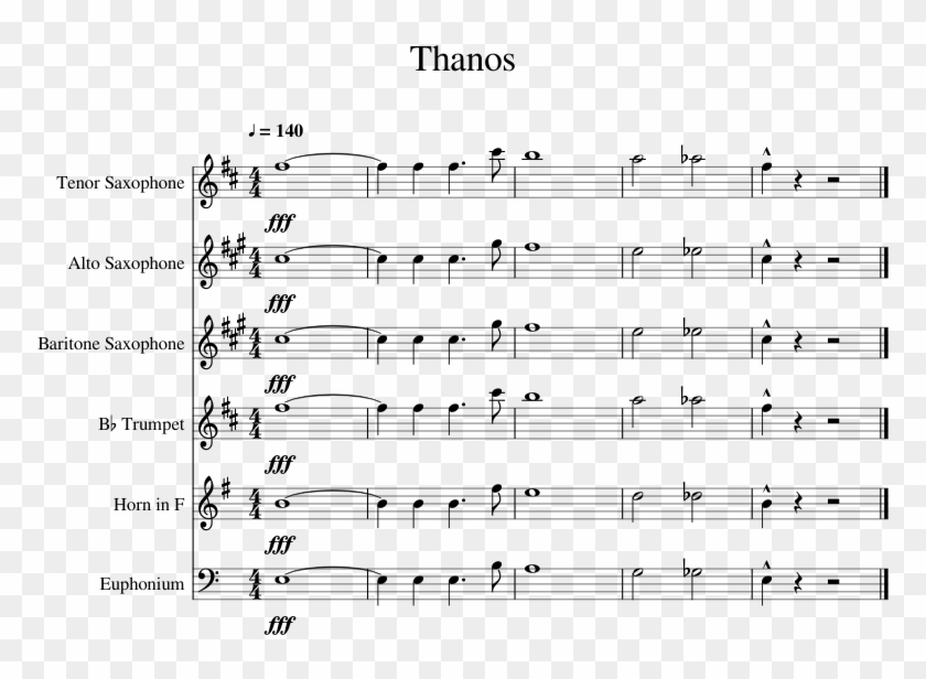 Thanos Sheet Music For Tenor Saxophone, Alto Saxophone, - Masked Dedede Sheet Music Clipart