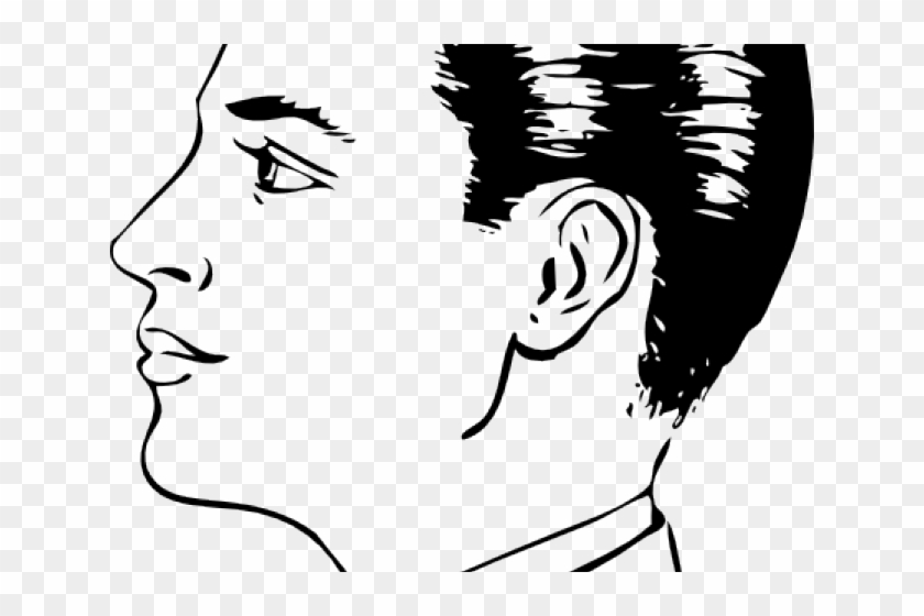 Hairstyles Clipart Male Head - Man Side Face Drawing - Png Download