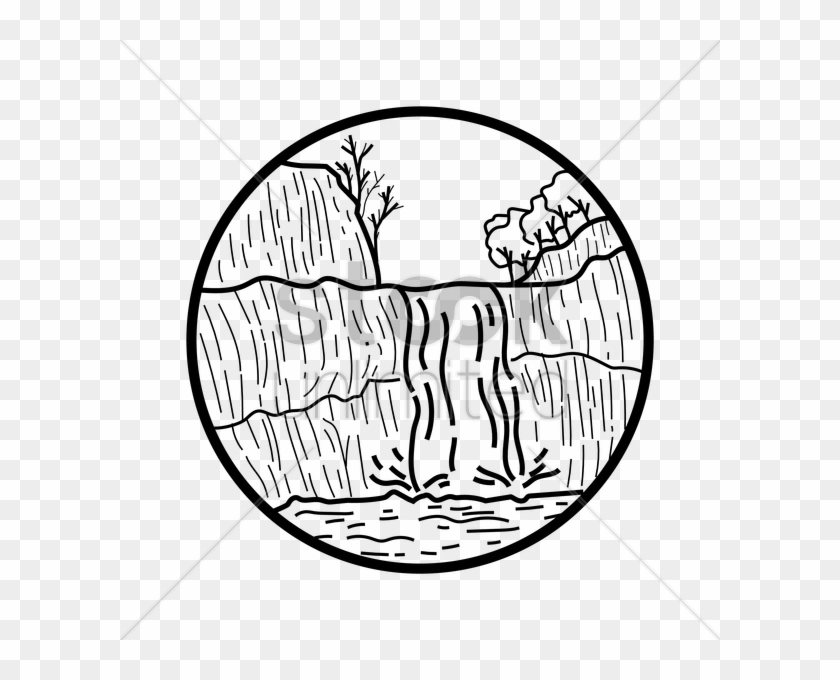 Waterfall Drawing Png - Line Art Clipart