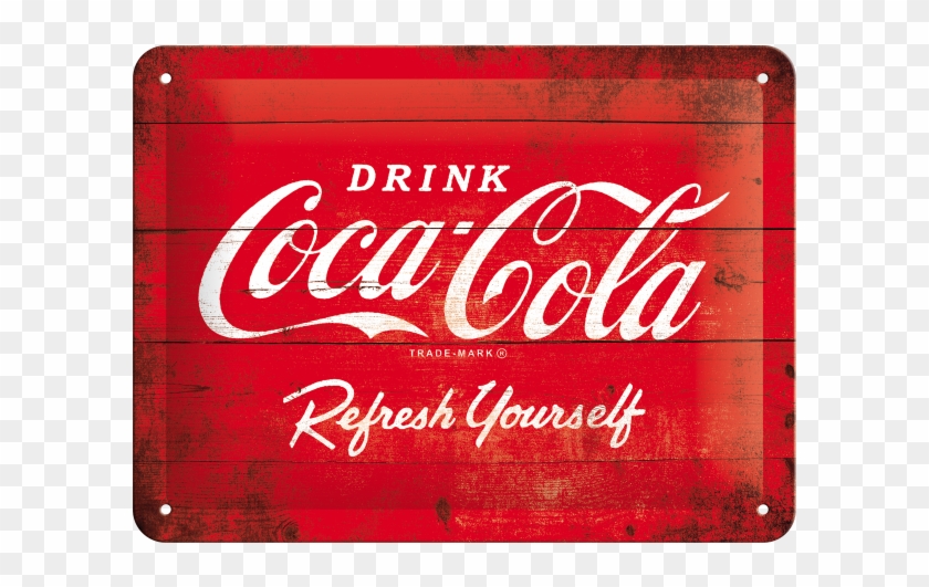 Coca Cola Logo Red Refresh Yourself Blechschild - Coca Cola Clipart #529995