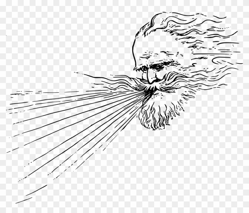 Blowing Man Non-human Beings - Man Blowing Wind Drawing Clipart #5200909