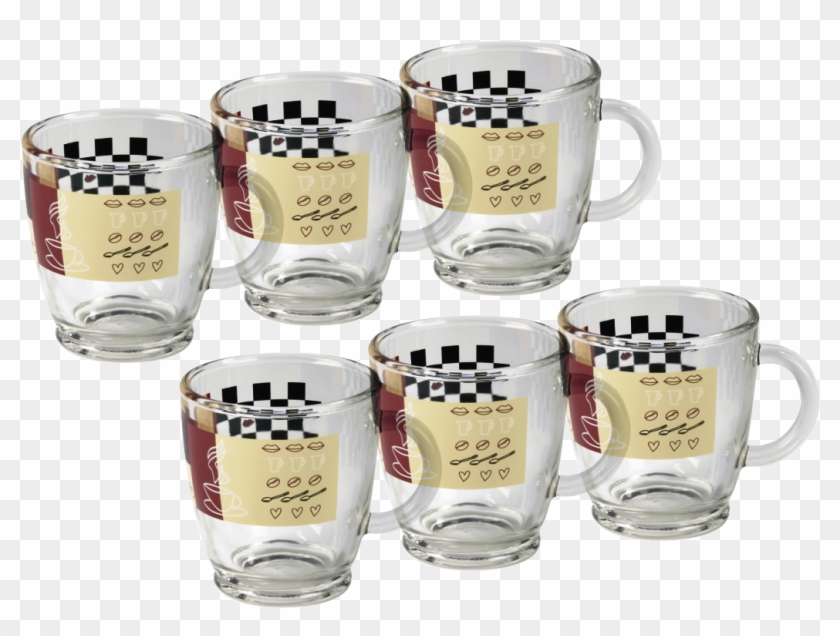 Glass Coffee Cup, With Decorations, 6 Pieces - Kaffeetassen Glas Clipart #5202765