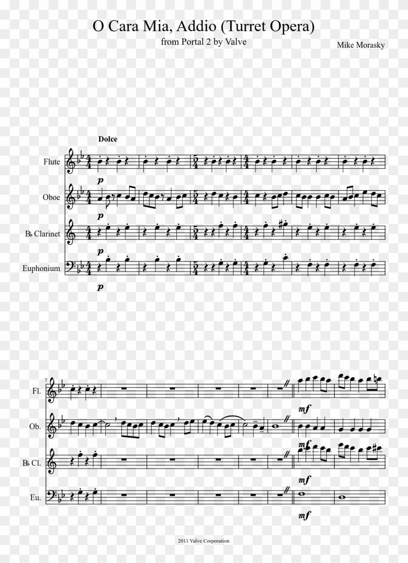 O Cara Mia, Addio Sheet Music Composed By Mike Morasky - Perfect Ed Sheeran Flute Sheet Music Clipart #5203470