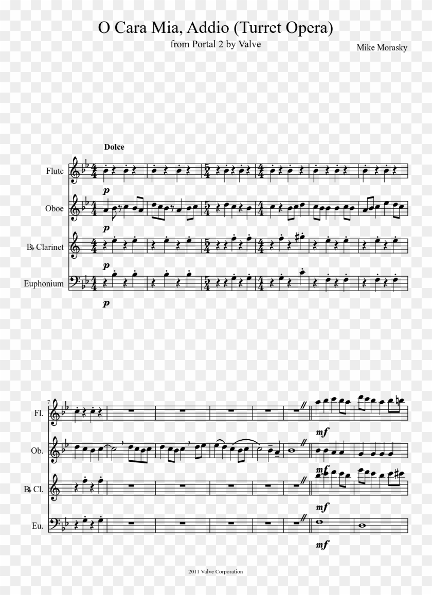 O Cara Mia, Addio Sheet Music Composed By Mike Morasky - Perfect Ed Sheeran Flute Sheet Music Clipart