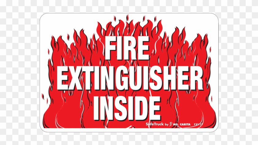 Fire Extinguisher Inside Decal With Flames - Graphic Design Clipart #5204577