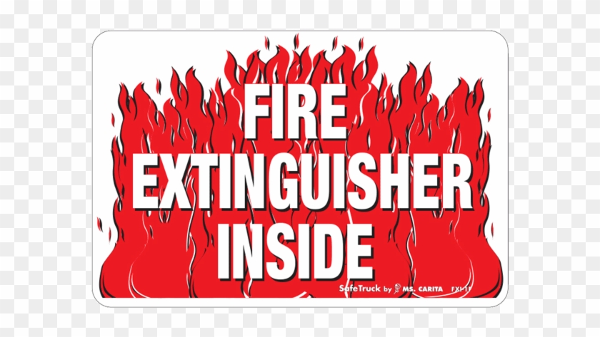 Fire Extinguisher Inside Decal With Flames - Graphic Design Clipart