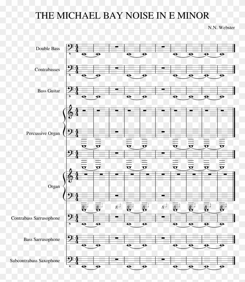 The Michael Bay Noise In E Minor Sheet Music For Contrabass, - Right Behind You Music Sheet Clipart #5204813