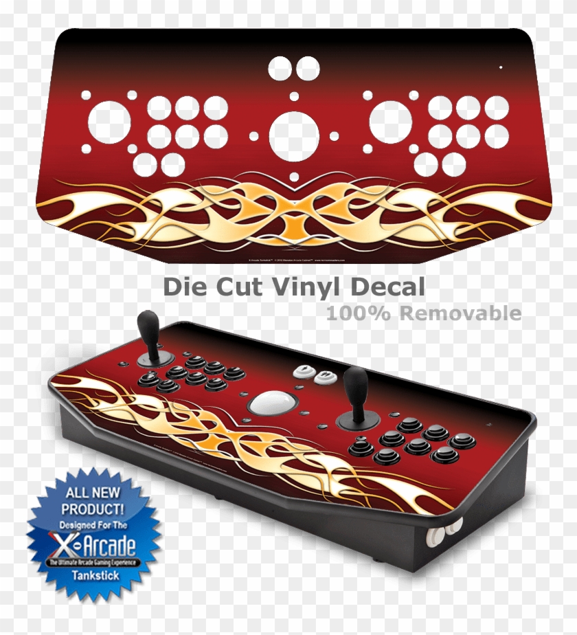 Gold Flames X-arcade Tankstick Graphic Overlay - Mortal Kombat X Arcade Controls Clipart