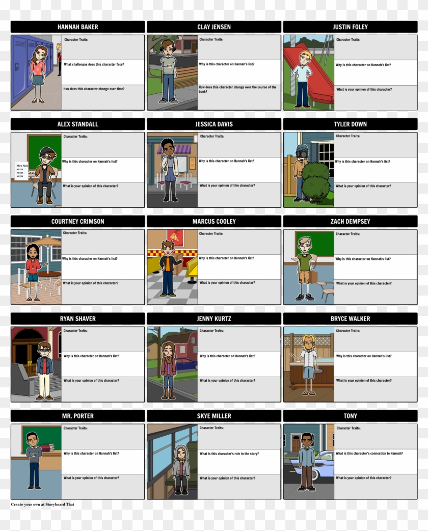 Thirteen Reasons Why Character Map - Light Jay Asher Characters Clipart #5207219