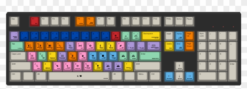 Premiere Pro Mac By Tottori 104-key Custom Mechanical - White Keys Black Keyboard Clipart