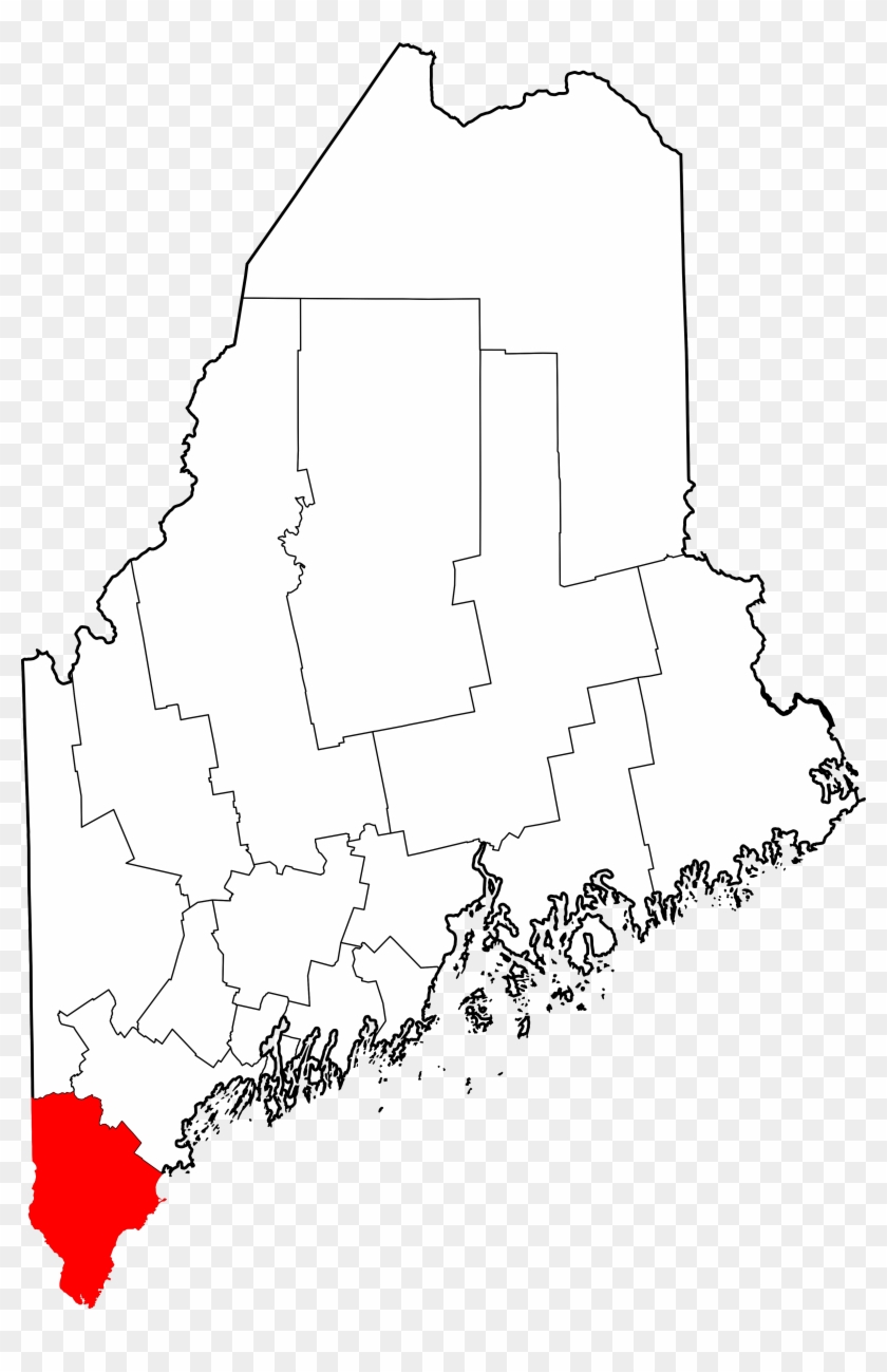 Map Of Maine Highlighting York County - York County Maine Outline Clipart #5210865