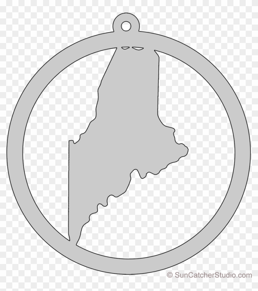 Maine Map Circle Free Scroll Saw Pattern Shape State - Circle Clipart #5211291