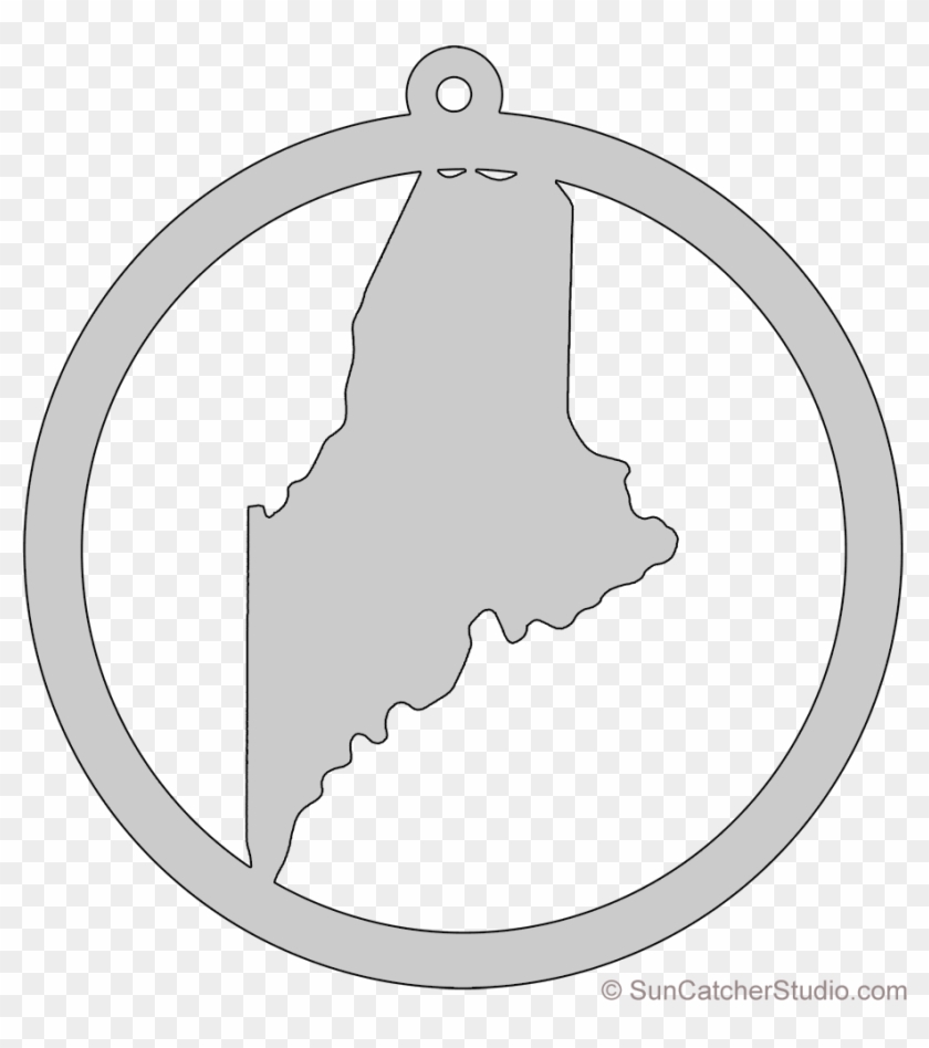 Maine Map Circle Free Scroll Saw Pattern Shape State - Circle Clipart
