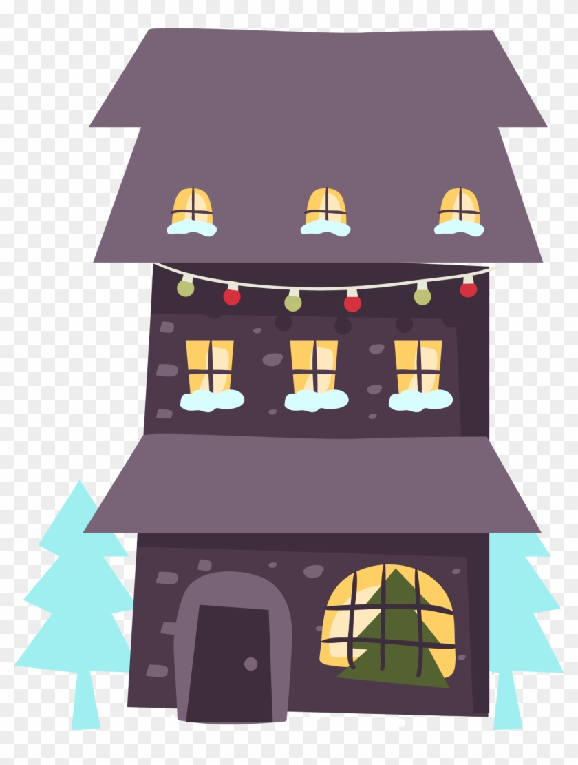 Festive New Year Winter Decoration Png And Vector Image - House Clipart #5211355