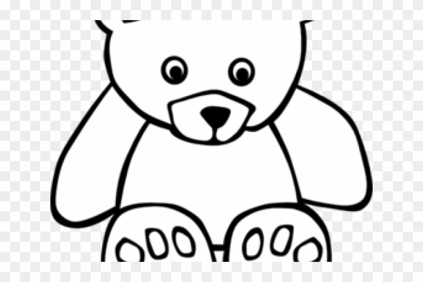 Bear Outline - Black And White Stuffed Animal Clipart #5211604