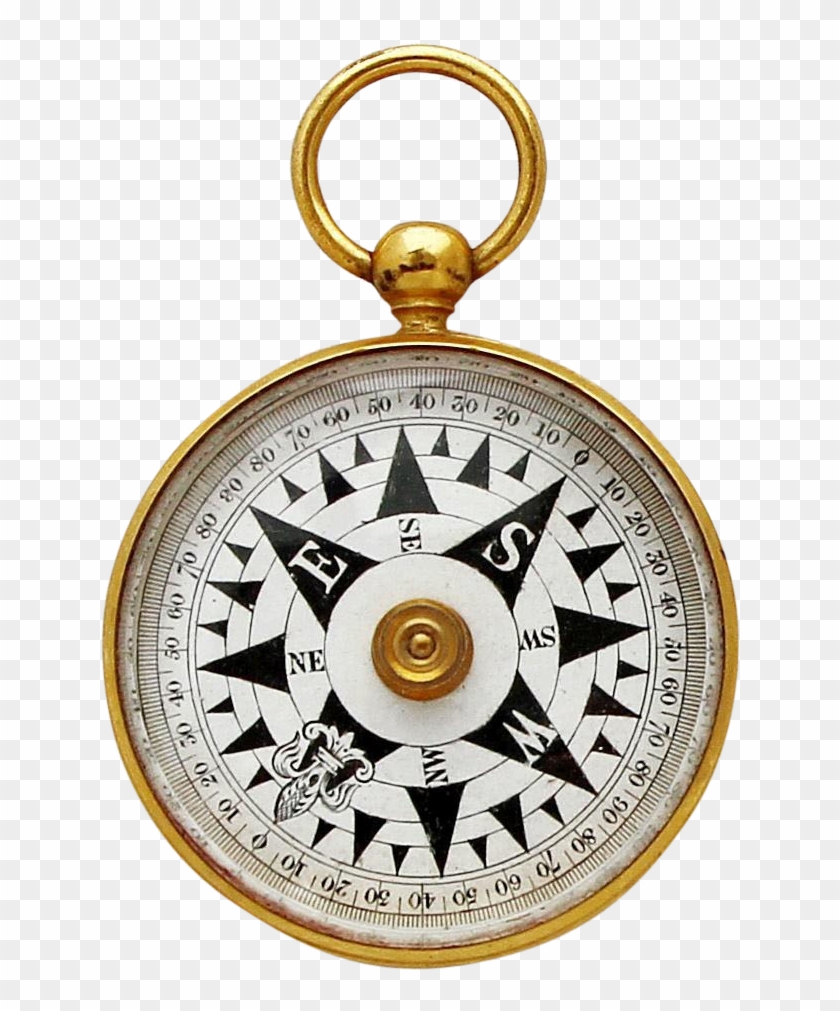 1880s Antique Victorian Pocket Compass In Original - Victorian Era Compass Clipart
