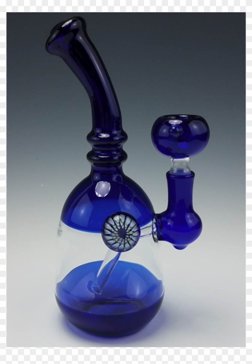 8" Blue Banger Hanger Water Pipe With Flower Marble - Sculpture Clipart