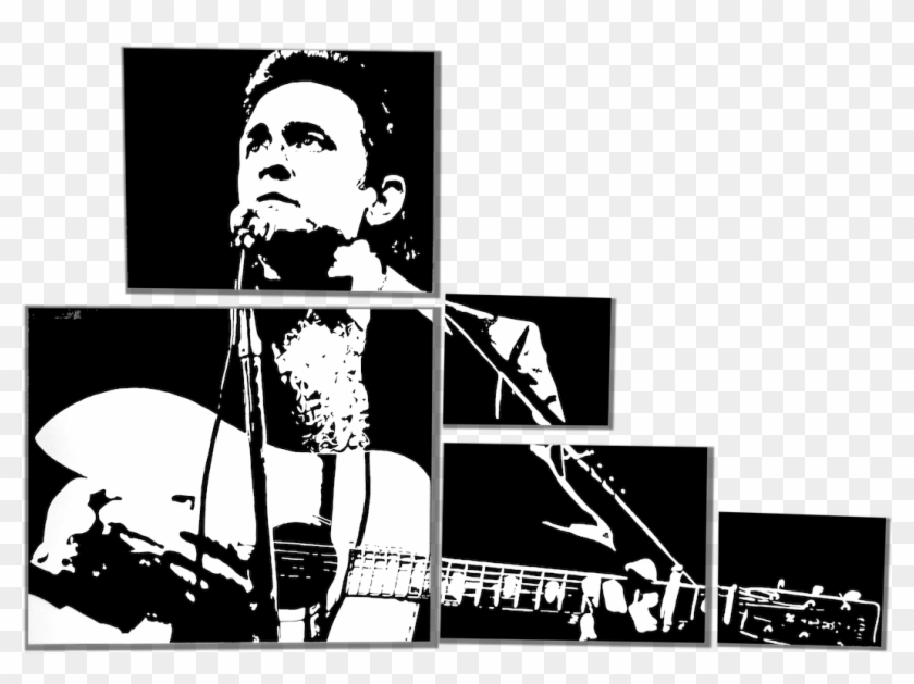 Johnny Cash School Glue Painting By Pasted Energy Studio - Illustration Clipart #5213803