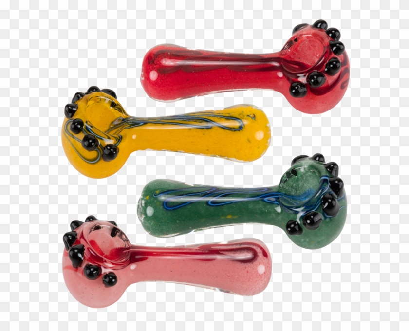 4" Frit & Multi Marbles Glass Hand Pipe - Carmine Clipart #5213920