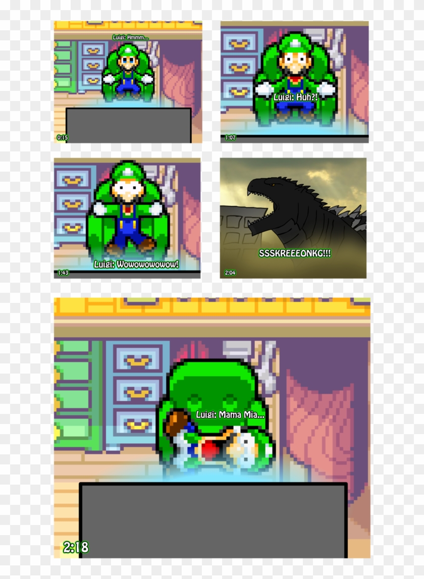 Luigi's Reaction To The Godzilla 2014 Trailer By Asylusgoji91 - Cartoon Clipart #5214302