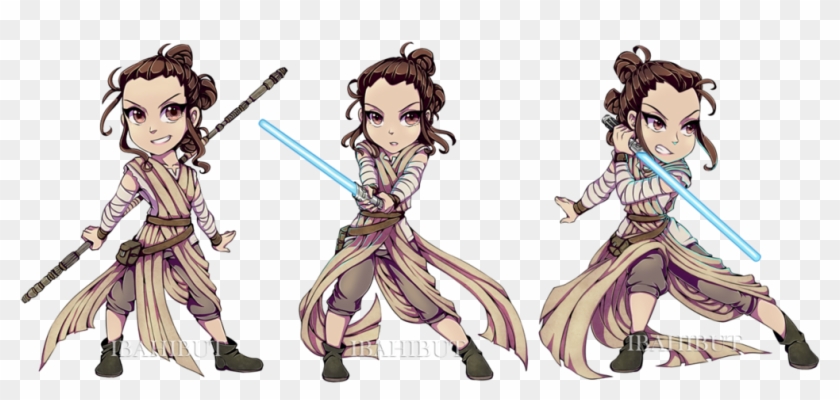 "chibi Rey In Action" By Adibah Balqis - Rey Star Wars Chibi Clipart
