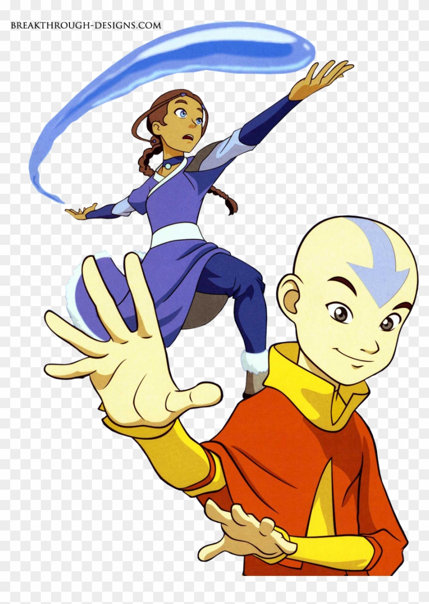Aang & Katara Render - Katara And Aang Bending Clipart