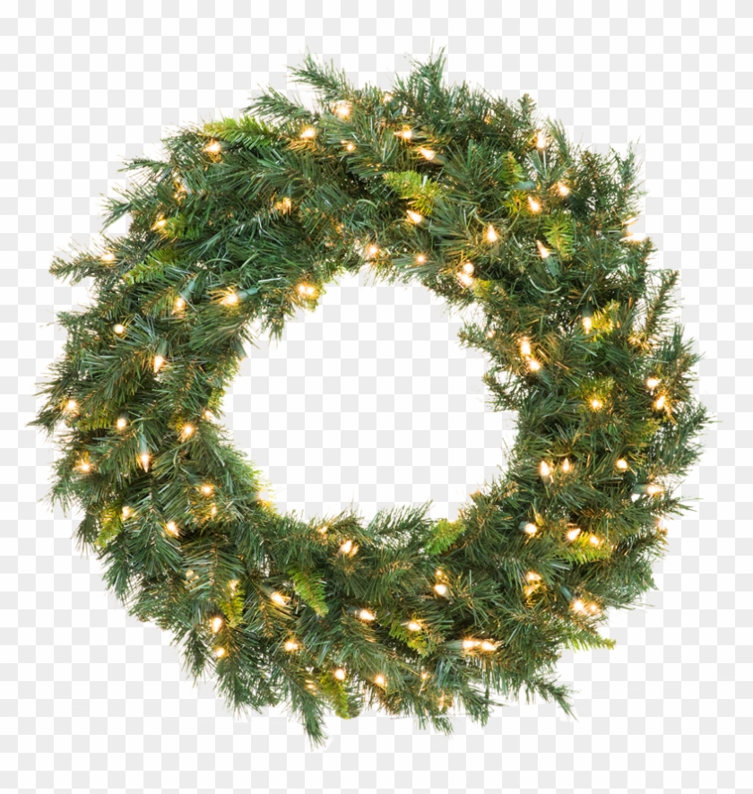 Manchester Pine Wreath - Christmas Wreath With Lights Png Clipart #5216582
