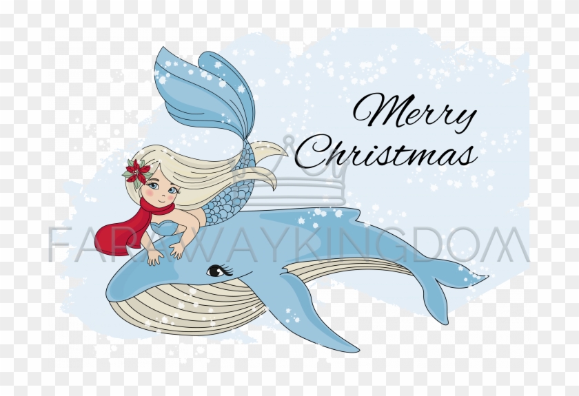 Merry Christmas Vacation Mermaid Vector Illustration - 만화 여자 귀엽다 귀엽다 Png 귀여운 여자 캐릭터 Clipart