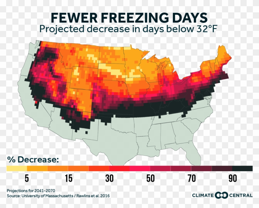Jpg • Png - Number Of Days Below Freezing Map Clipart