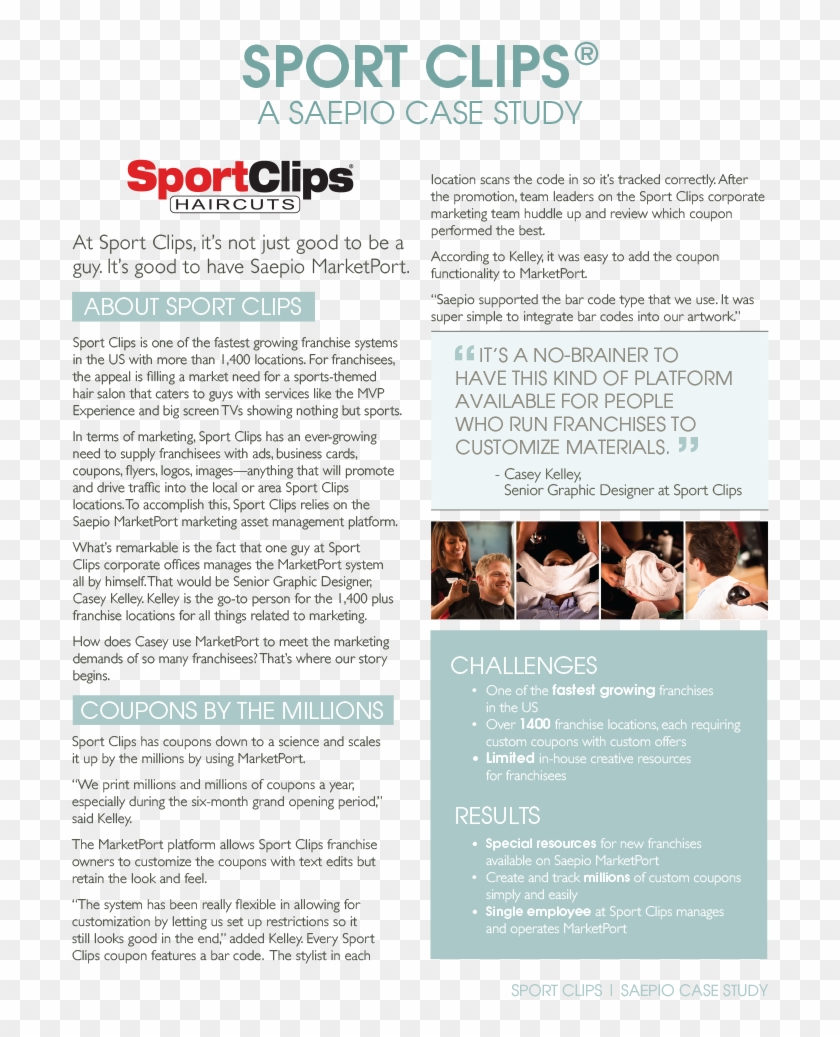 Because Of Their Increasing Need To Supply Franchisees - Sport Clips - Png Download