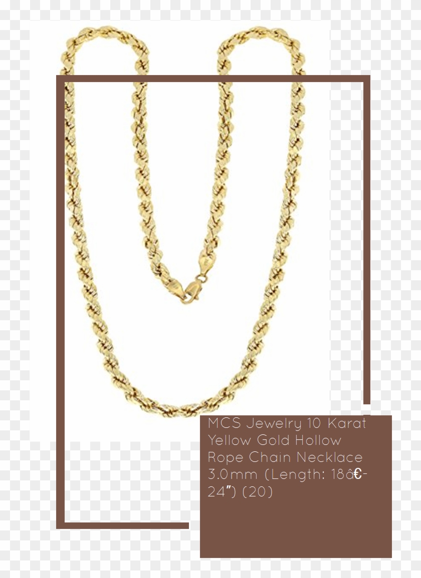 Mcs Jewelry 10 Karat Yellow Gold Hollow Rope Chain - Necklace Clipart #5221716
