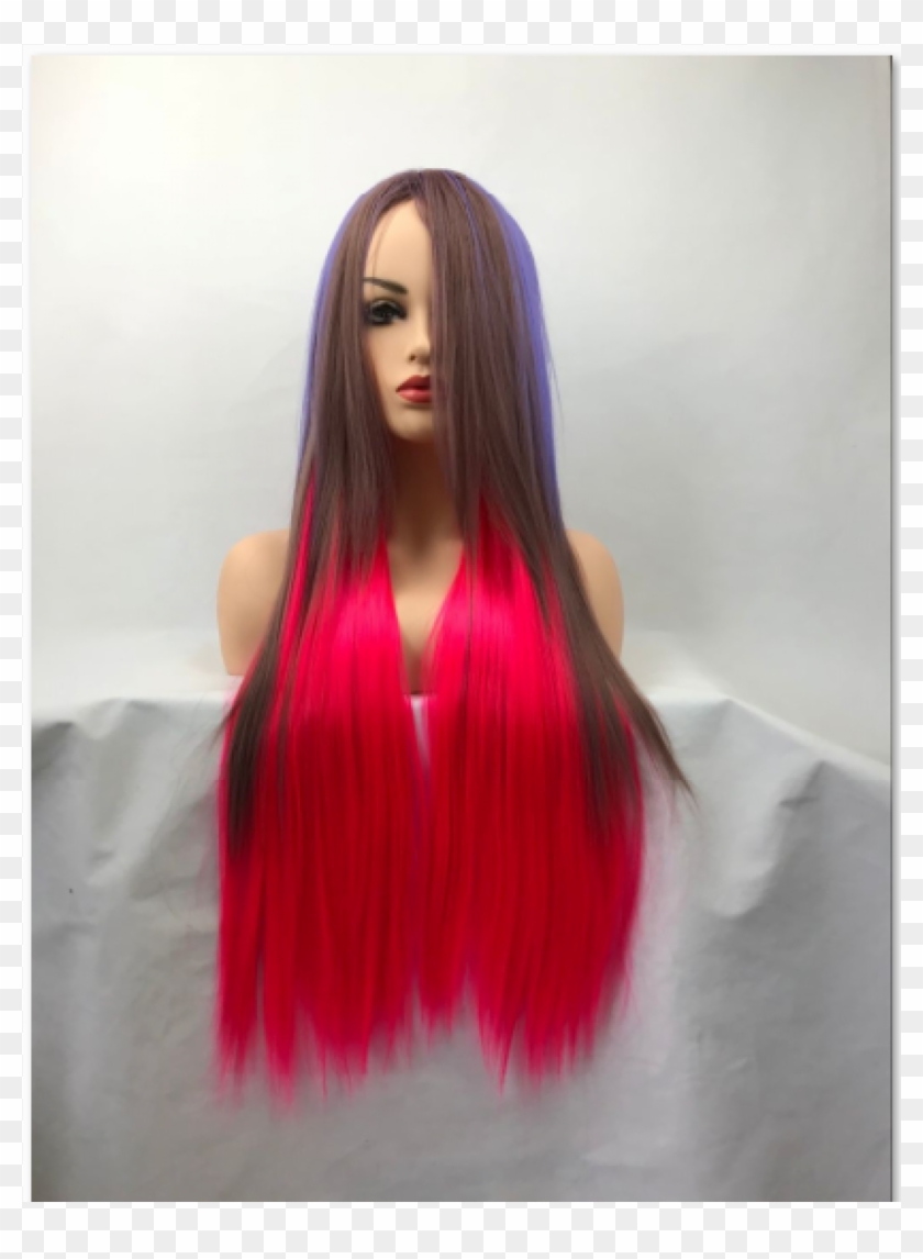 Long Straight Mixed Color Heat Resistant Fiber Party - Lace Wig Clipart