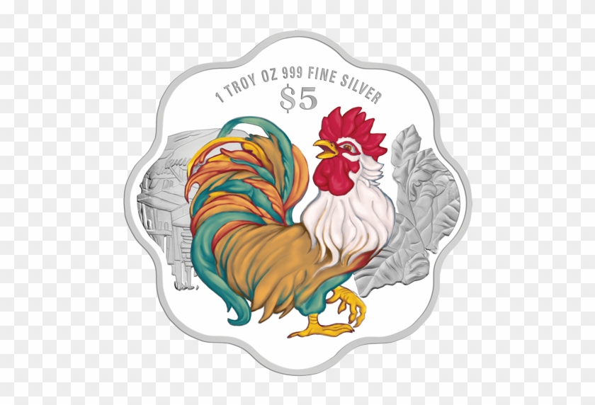 Singapore 2017 Year Of The Rooster Colored Proof Silver - Singapore Mint Coin 2017 Clipart