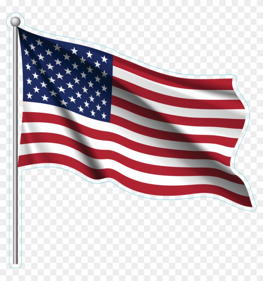 Waving National Flag Of United States Of America Sticker Clipart #5225539