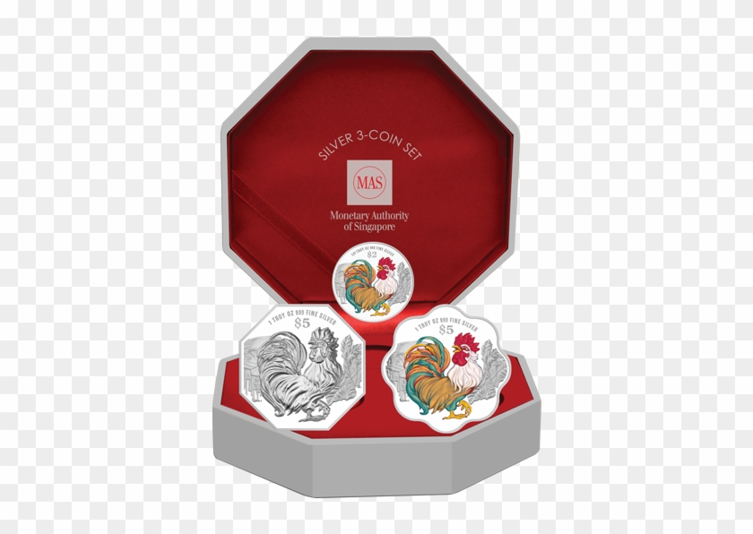 2017 Singapore Lunar Rooster Silver 3-coin Set - Singapore Mint 2019 Coins Clipart #5225683