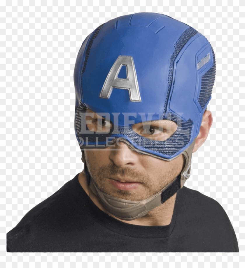 Adult Avengers 2 Captain America Full Mask - Captain America Latex Mask Clipart #5226838