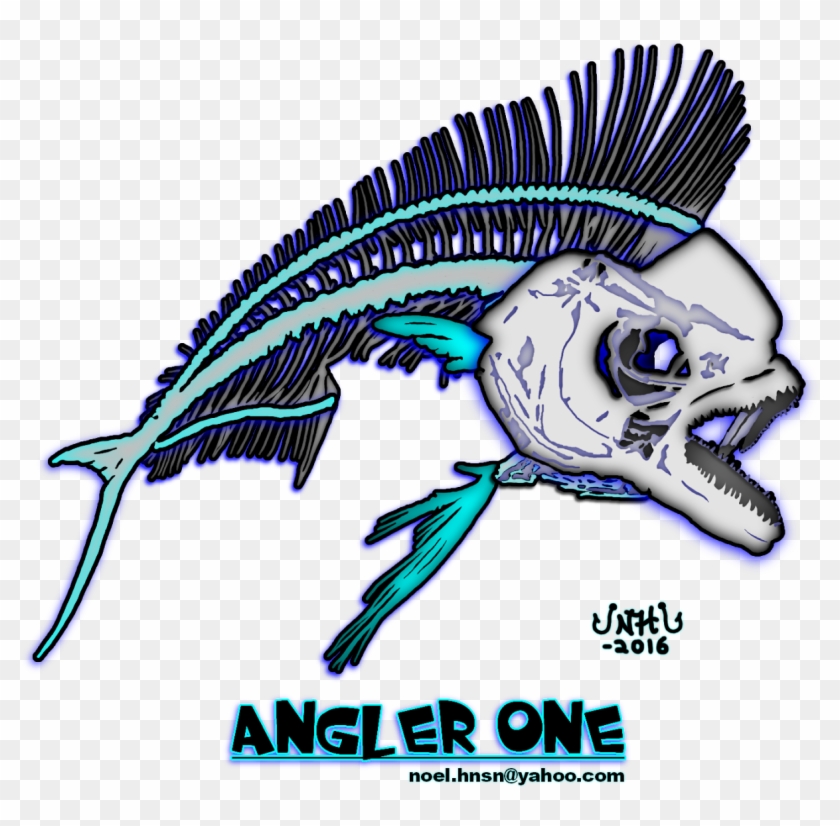 Mahi Mahi Fish Bones Skeleton Digitized From Photo - Fishing Clipart