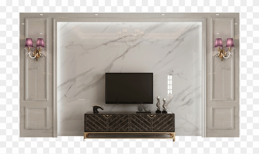 Living Room Microcrystalline Tv Background Wall Tile - Sliding Door Clipart #5229718