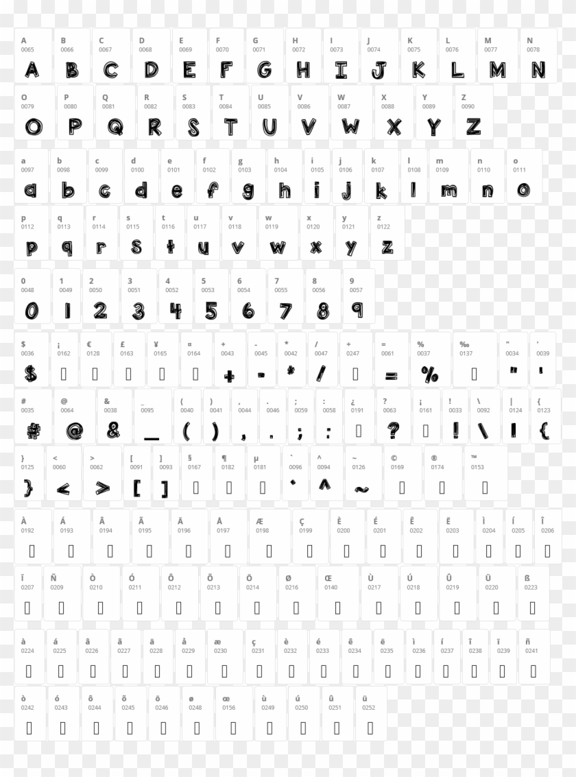 Kb Lucky Clover Character Map - Font Clipart