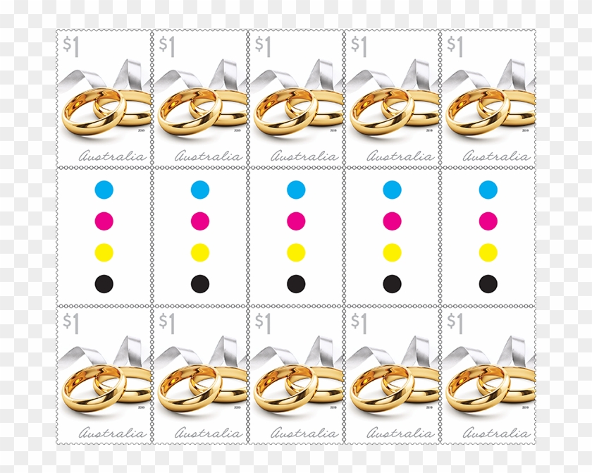 Gutter Strip 10 X $1 Gold Rings Stamps Clipart #5231849