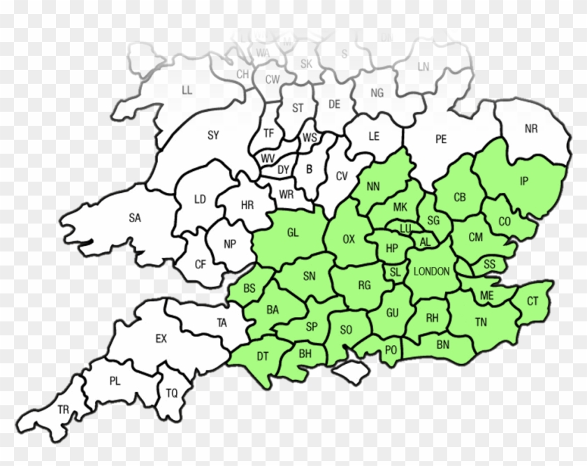 Collection-coverage - Postcode Map Of Uk Clipart