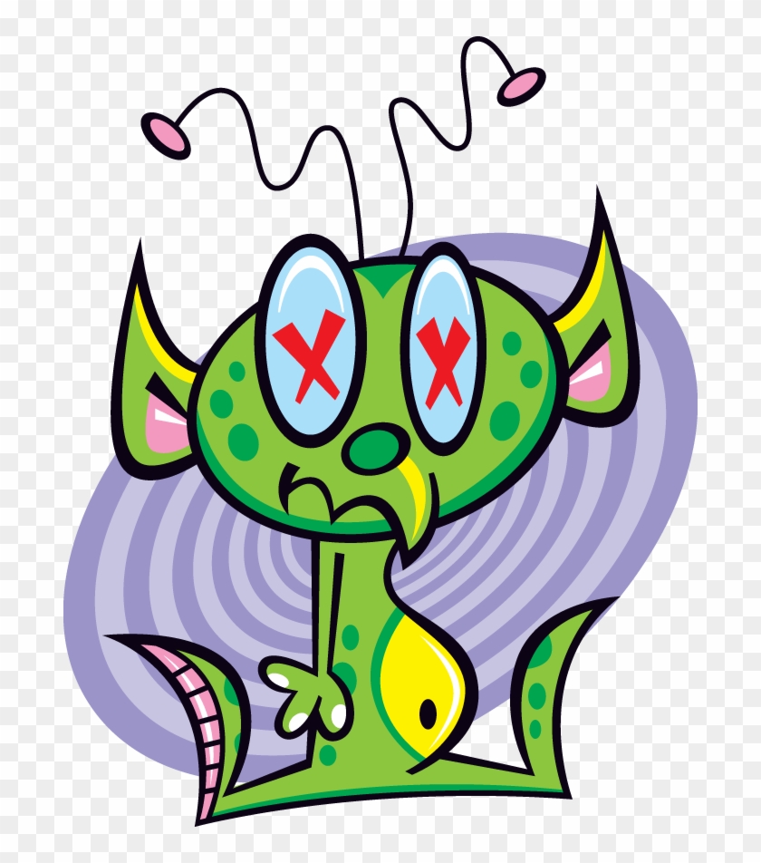 Cartoon Illustration Of Green Martian, With Elf Ears Clipart