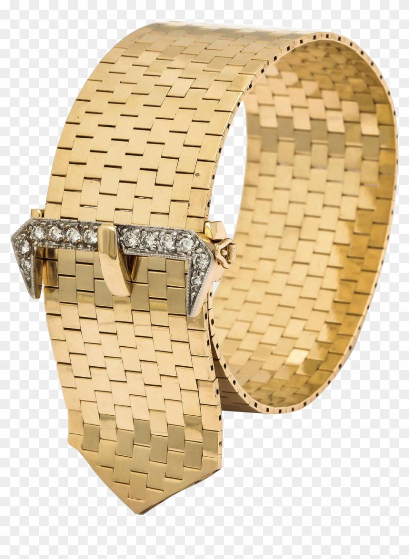 1940s Elegant Diamond 14 Karat Gold Brick Mesh Belt - Belt Clipart