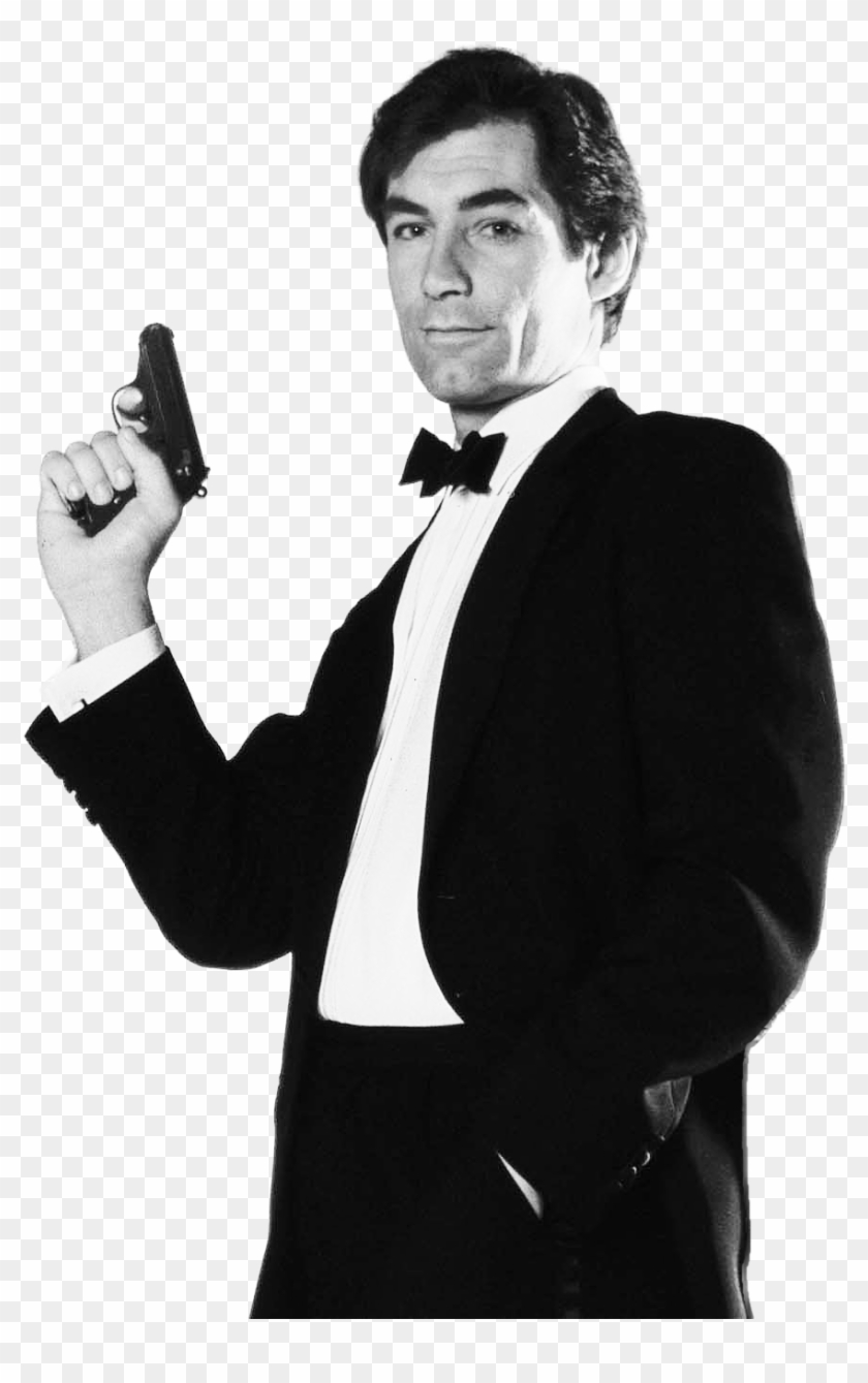 4 - Timothy Dalton James Bond Black And White Clipart